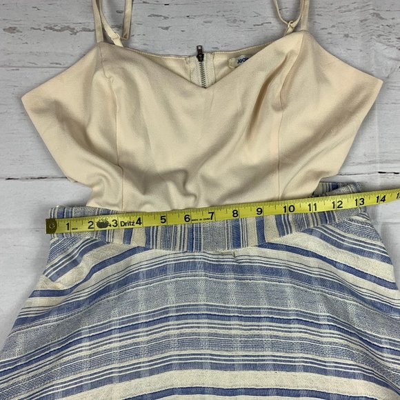 Jealous Tomato womens jrs M ivory blue linen blend cutout Aline fit flare dress - Picture 5 of 6